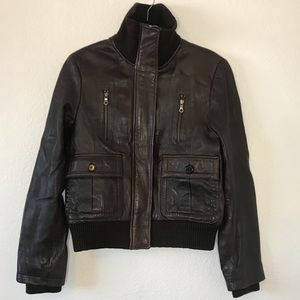 R & O by Reilly Olmes Leather Bomber Jacket